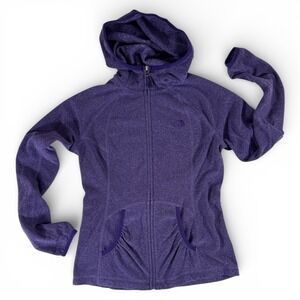 The North Face Womens Purple Fleece Full Zip Hoodie Jacket Size S Ruched Pockets